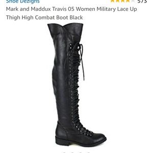Thigh high black combat boots